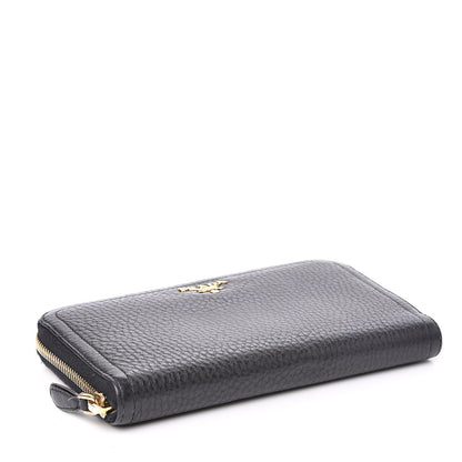 Prada Vitello Daino Zip Around Wallet Black 4 of 8