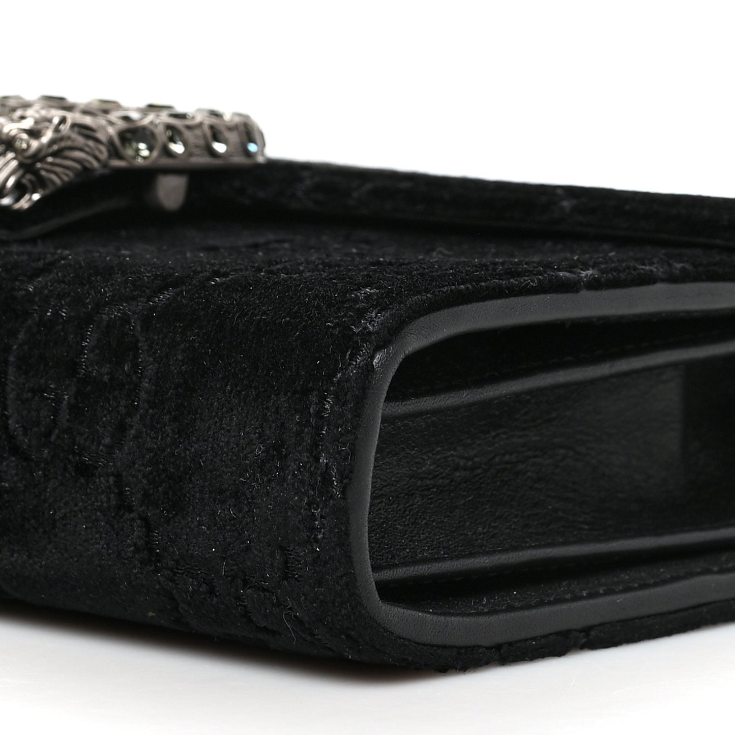 Velvet GG Monogram Mini Dionysus Chain Wallet Black