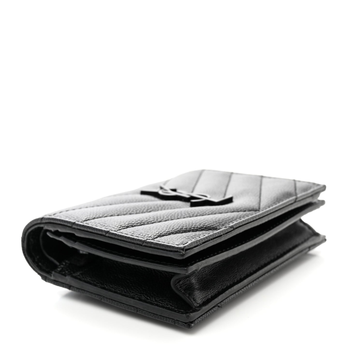 Grain De Poudre Matelasse Chevron Monochrome Monogram Flap Card Case Black