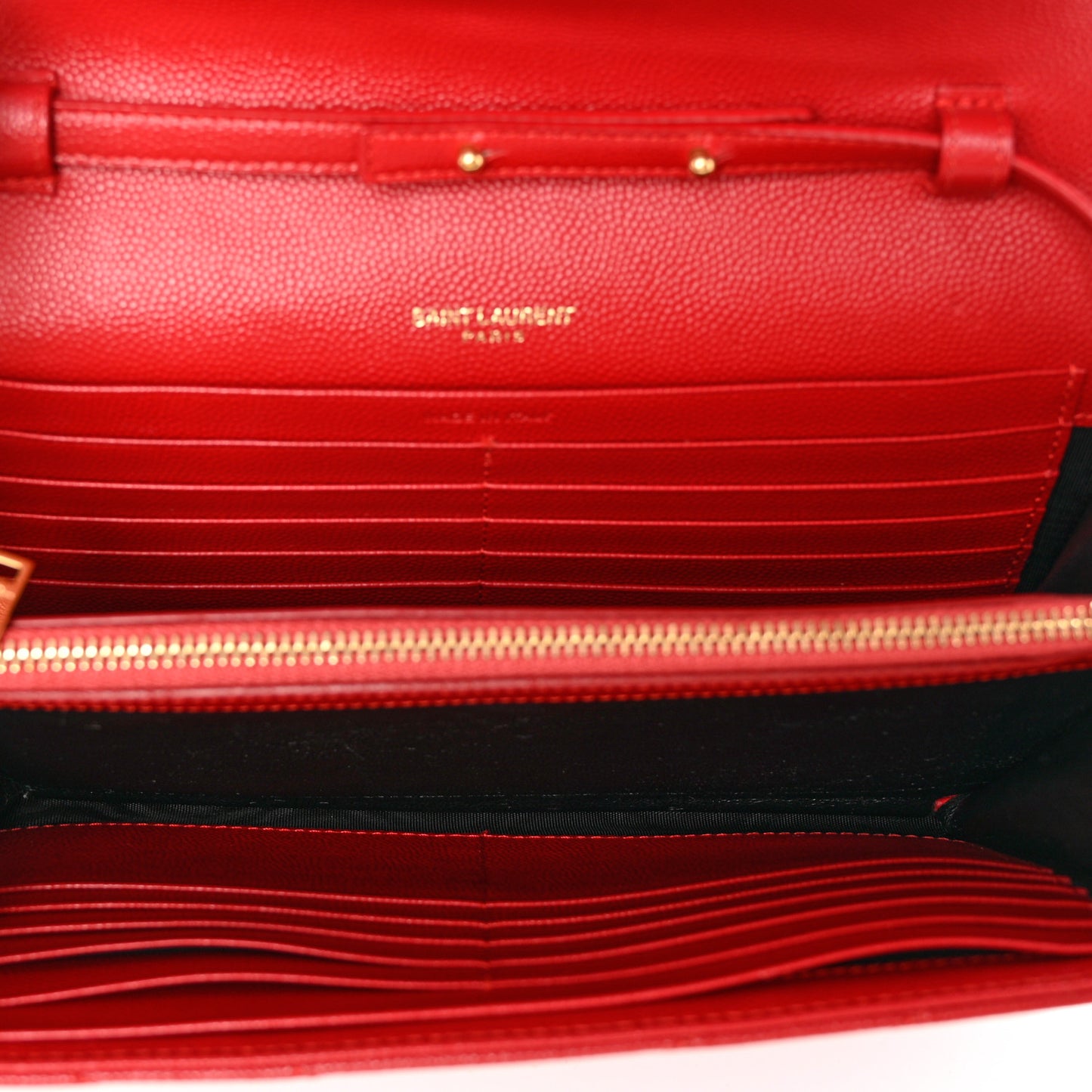 Grain De Poudre Matelasse Chevron Monogram Chain Wallet New Red