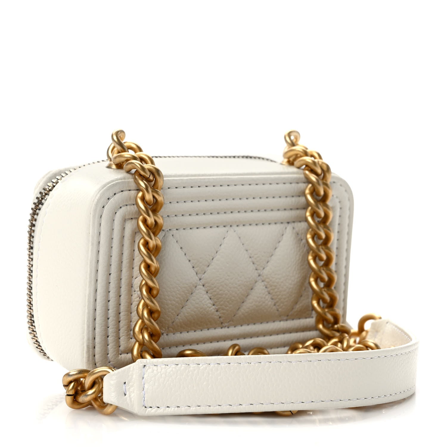 Chanel Caviar Quilted Mini Boy Clutch With Chain White 2 of 10