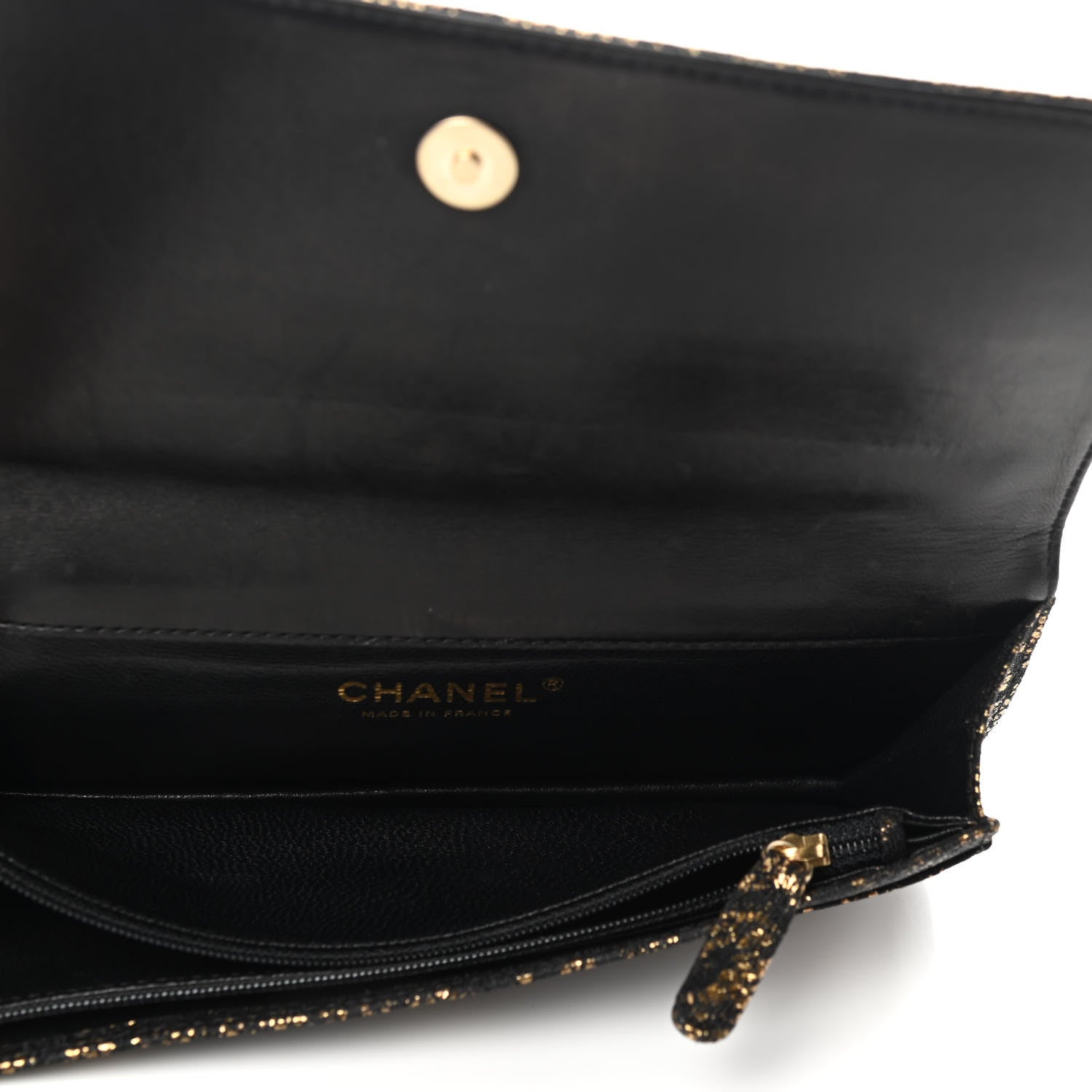 Chanel Metallic Tweed Quilted Clutch Black Gold 5 of 9