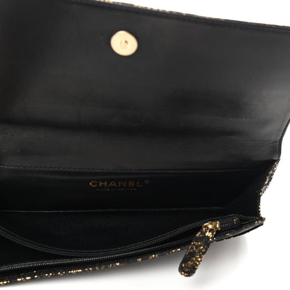 Chanel Metallic Tweed Quilted Clutch Black Gold 5 of 9