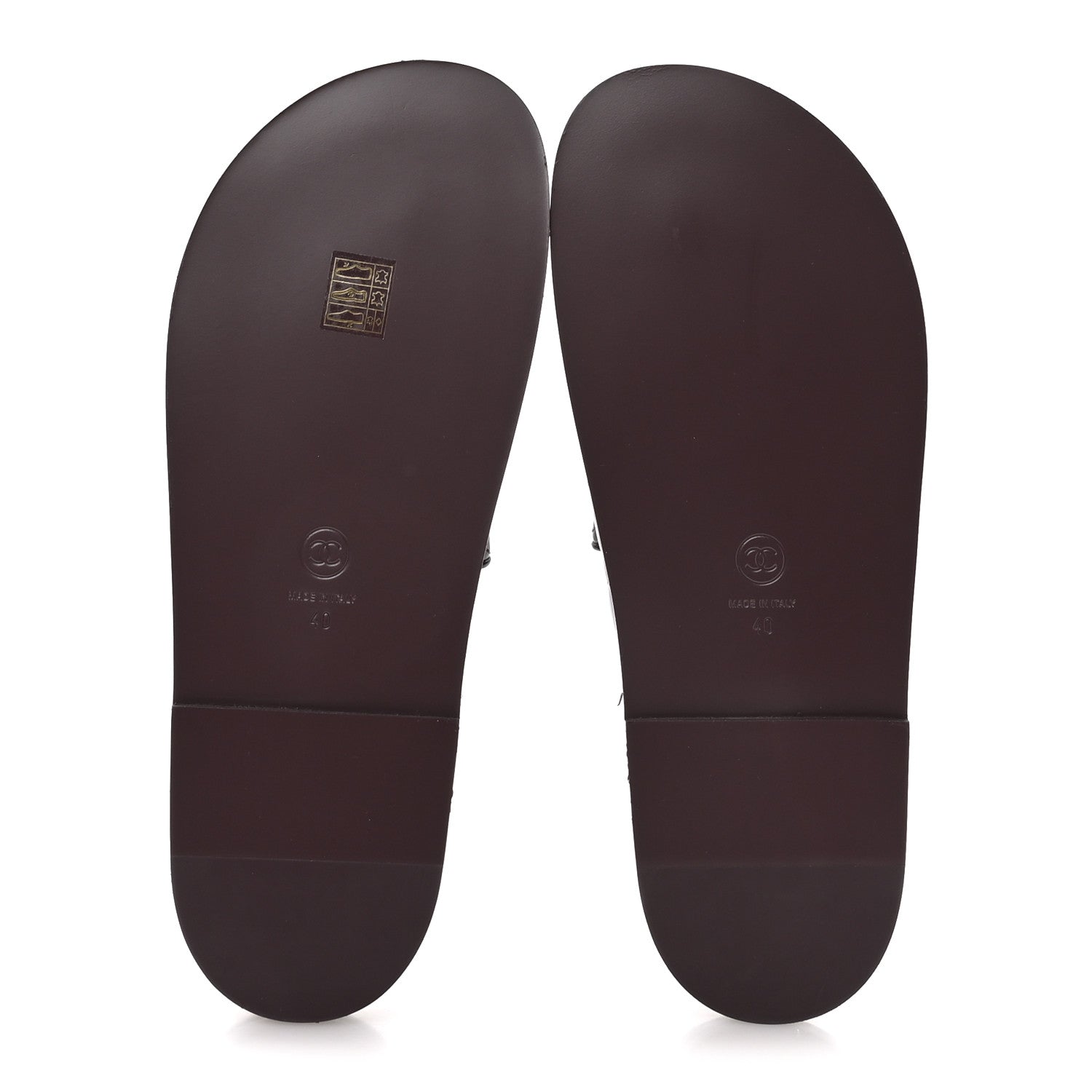 Chanel Shiny Calfskin Quilted Velcro Dad Pearl CC Slide Sandals  40 Burgundy 6 of 9