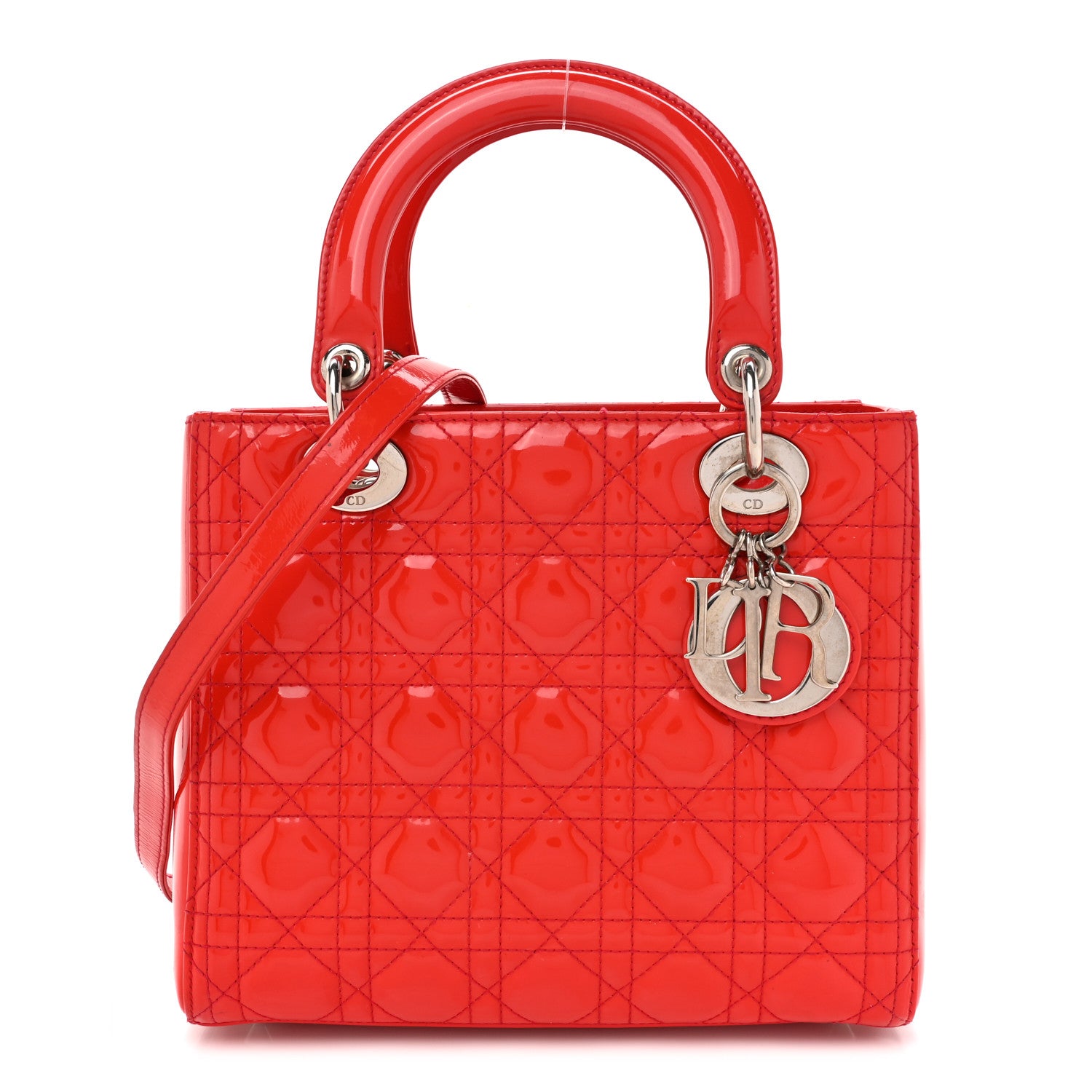 Christian Dior Patent Cannage Medium Lady Dior Red 1 of 15