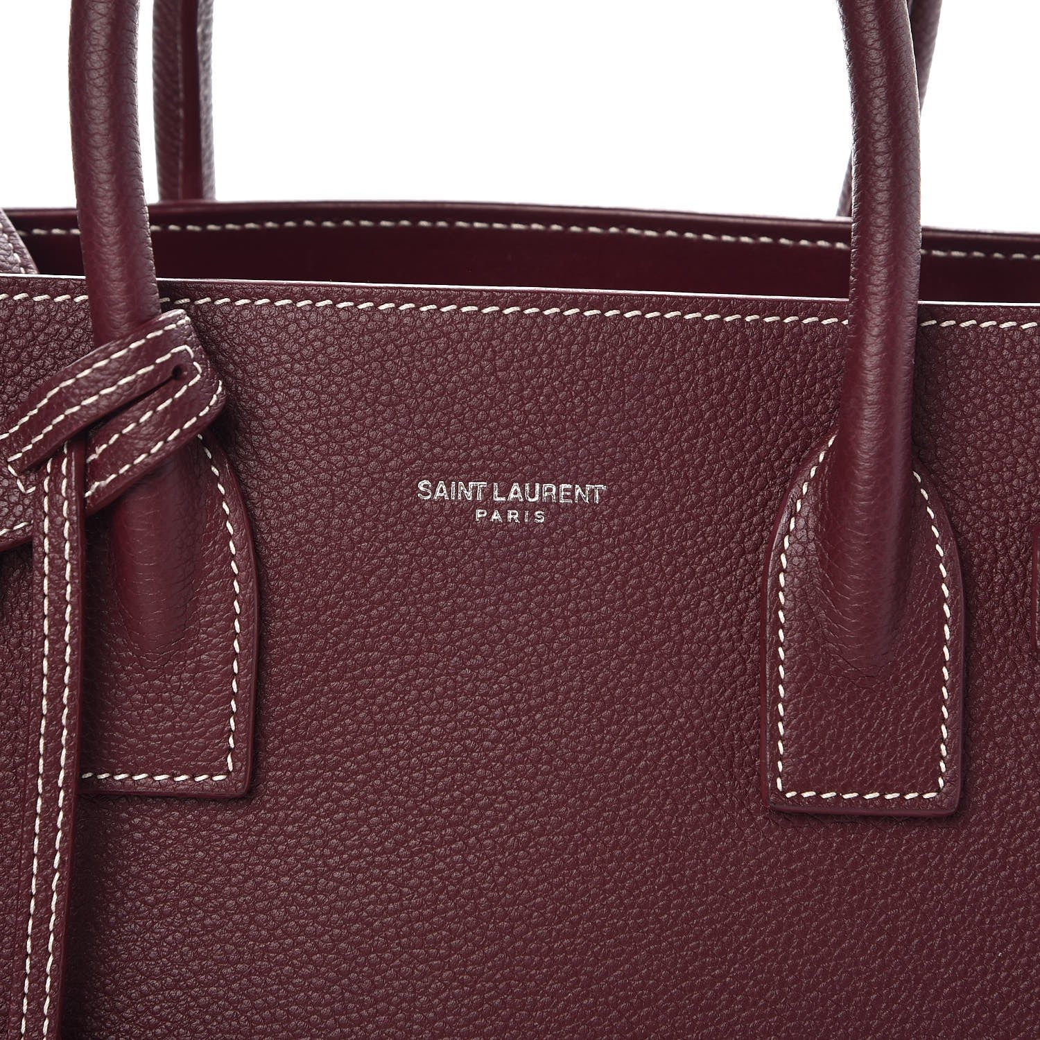 Saint Laurent Grained Calfskin Topstich Baby Sac De Jour Rouge Legion 8 of 9
