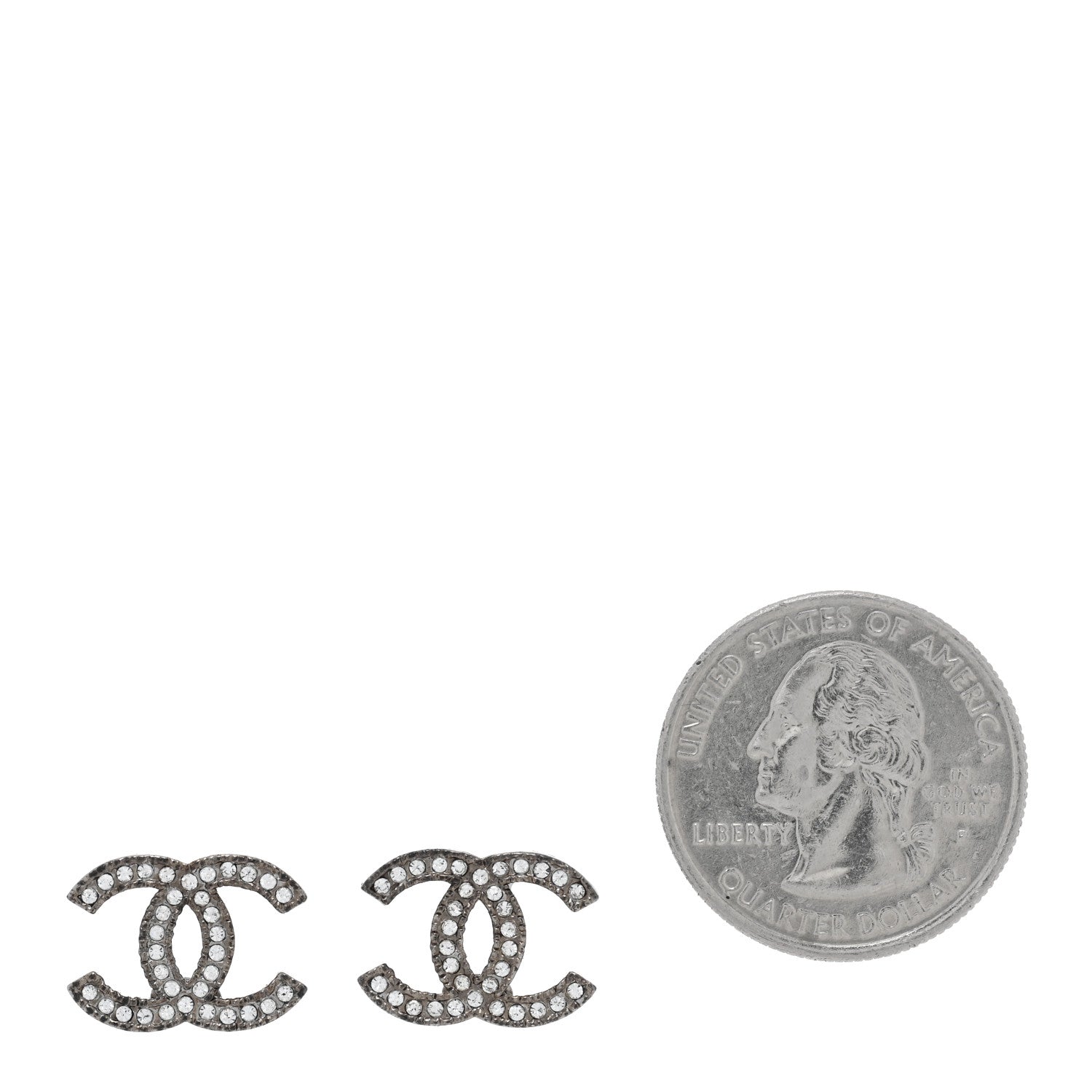 Chanel Crystal CC Earrings Silver 2 of 5