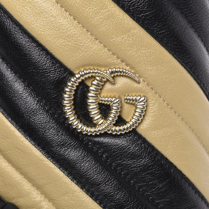 Gucci Azalea Calfskin Matelasse Diagonal Patchwork Mini Torchon GG Marmont 2.0 Bucket Bag Black Beige Romantic Cerise 7 of 10