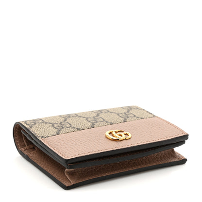 Gucci Dollar Calfskin GG Supreme Monogram GG Marmont Card Case Porcelain Rose Beige Ebony 4 of 10