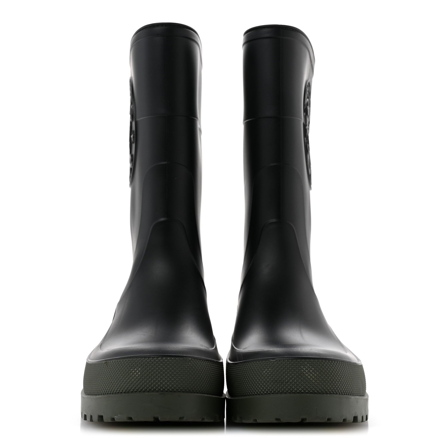 Christian Dior Rubber Diorunion Rain Boots 38 Black Military 3 of 9