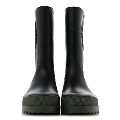 Christian Dior Rubber Diorunion Rain Boots 38 Black Military 3 of 9