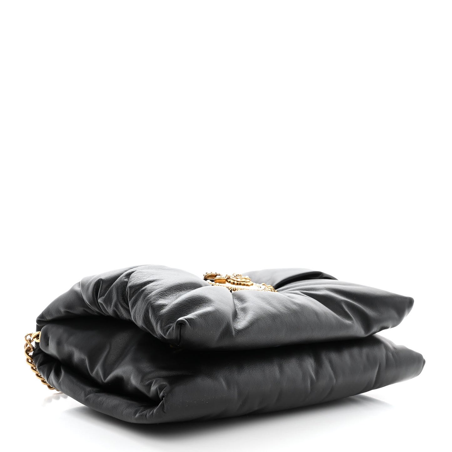 Calfskin Devotion Clutch With Chain Black