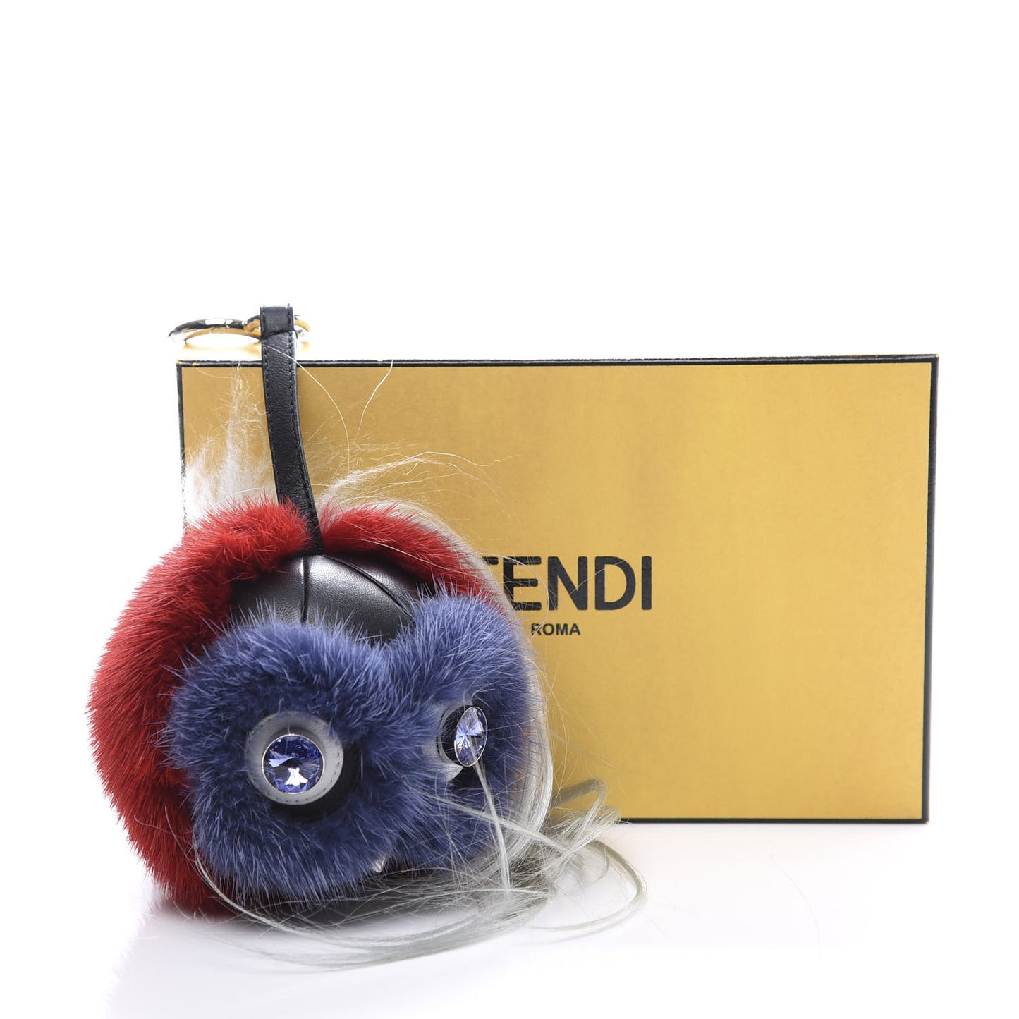 Mink Goat Fur QuTweet Funkyfur Bag Bug Charm Pimento Black Multicolor