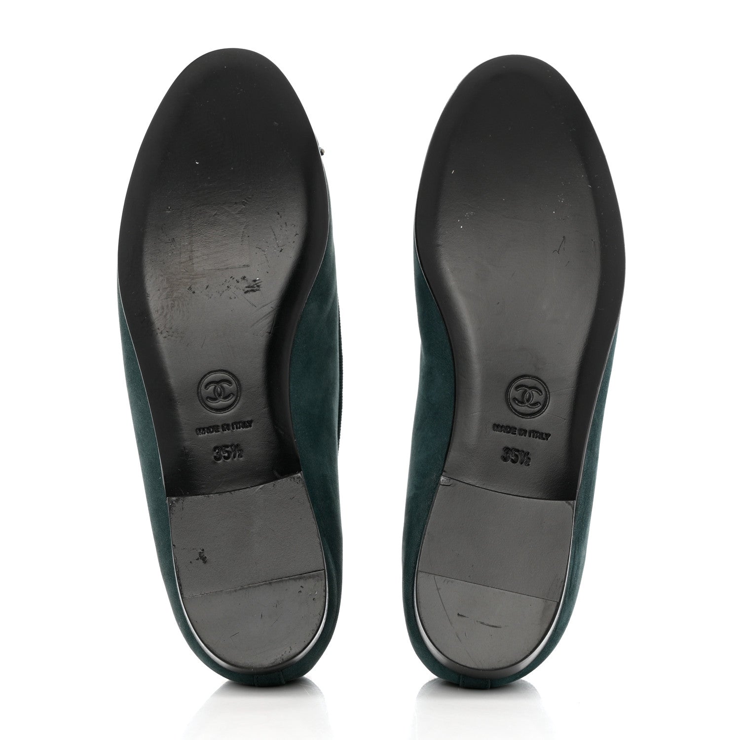 Chanel Suede Cap Toe CC Ballerina Flats 35.5 Turquoise 5 of 12