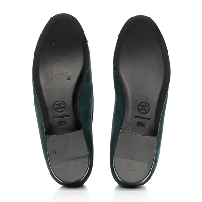 Chanel Suede Cap Toe CC Ballerina Flats 35.5 Turquoise 5 of 12