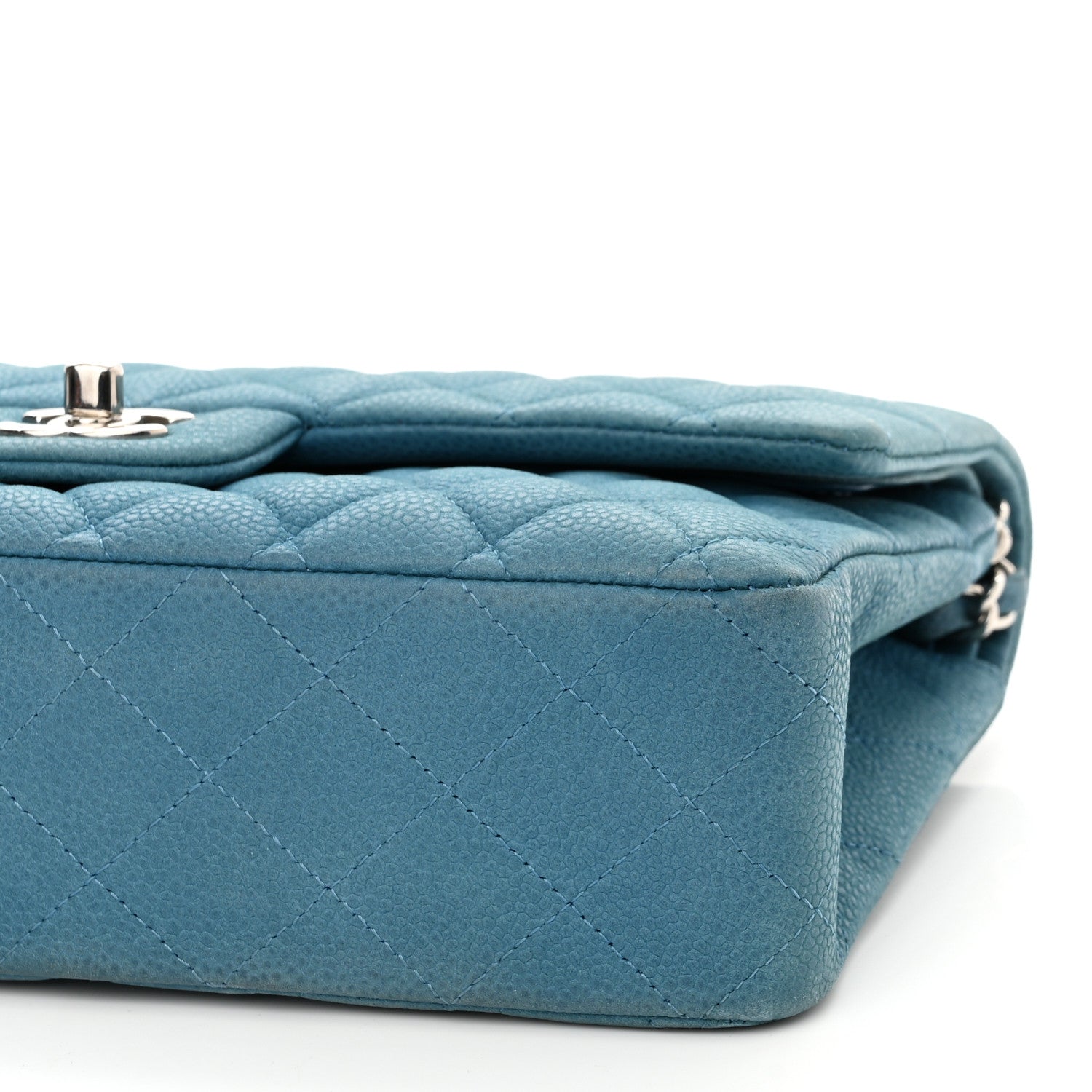 Chanel Iridescent Caviar Quilted Medium Double Flap Blue 10 of 11