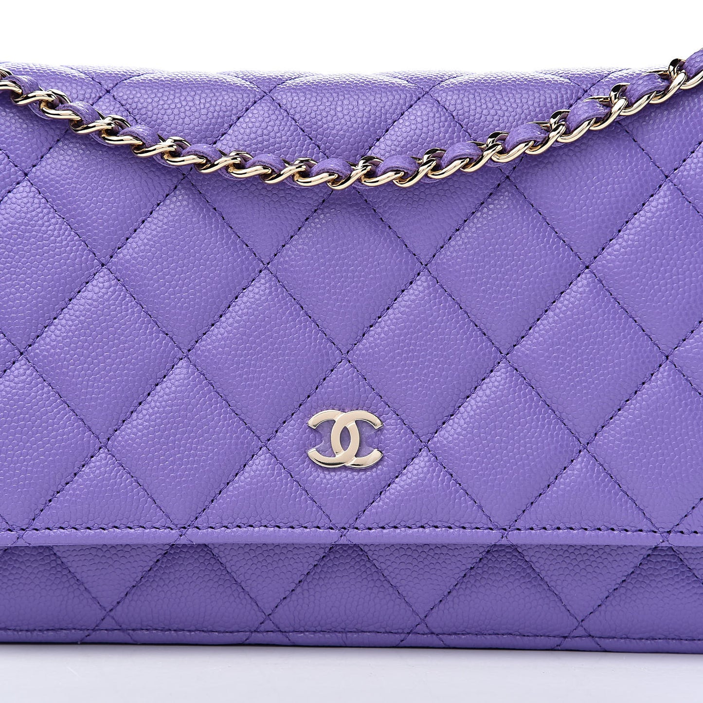 Caviar Quilted Wallet On Chain WOC Purple