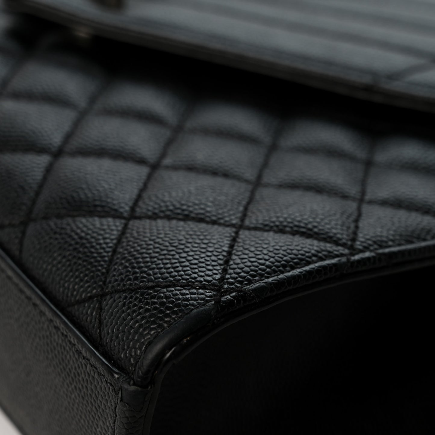 Grain De Poudre Textured Mixed Matelasse Triquilt Medium Monogram Satchel Black