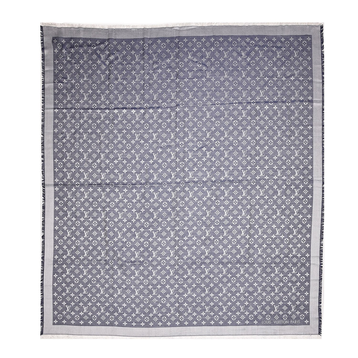 Louis Vuitton Silk Wool Monogram Denim Shawl Blue 1 of 4