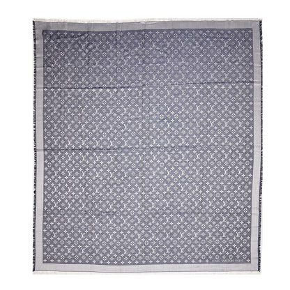 Louis Vuitton Silk Wool Monogram Denim Shawl Blue 1 of 4