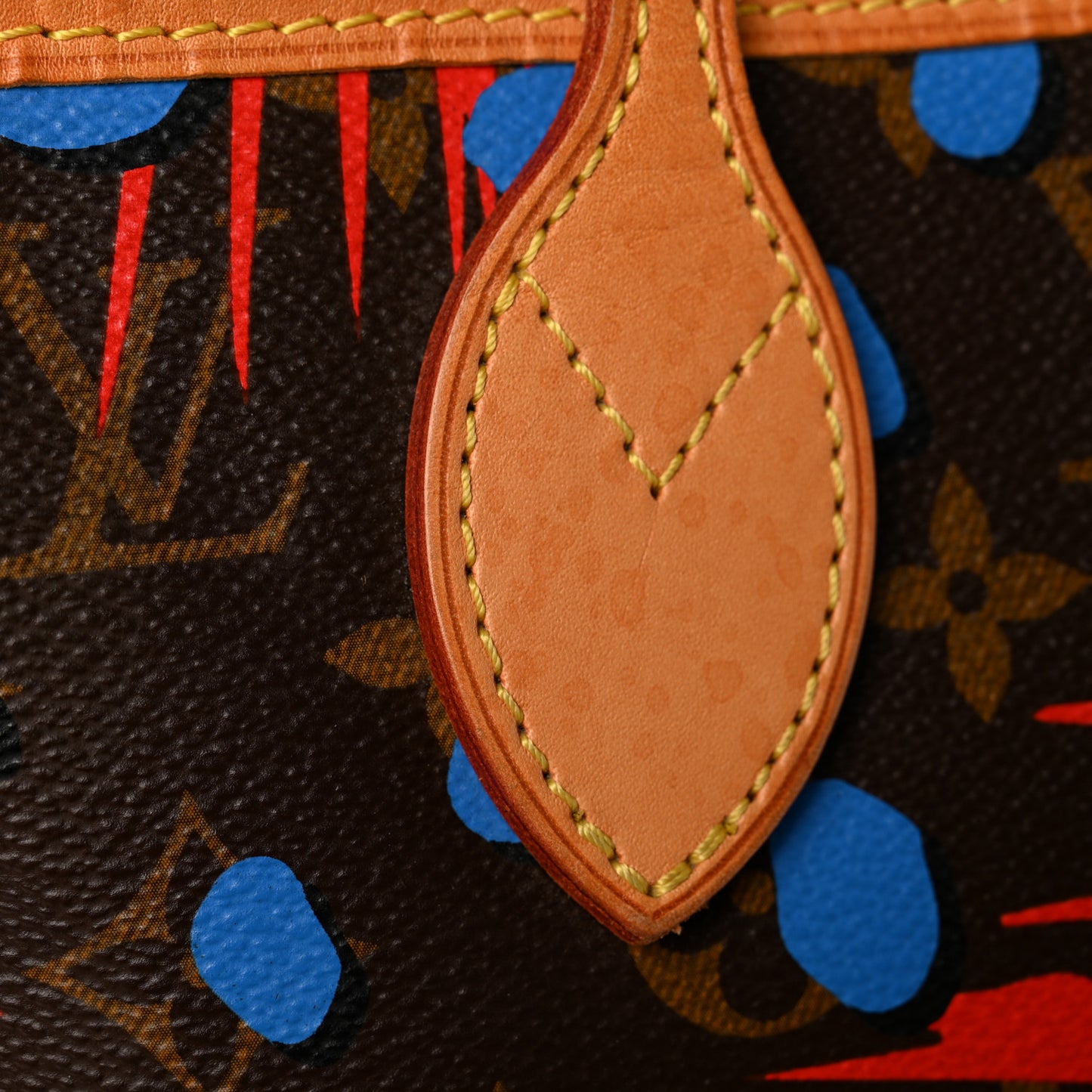 Monogram Jungle Dots Neo Neverfull MM Coquelicot Denim