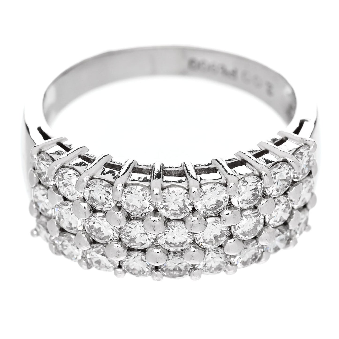 Platinum Diamond 2.00ct Three Row Half Eternity Band Ring 58 8.25