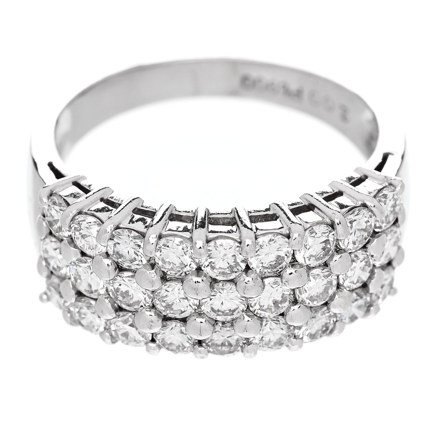 Parker & West by FASHIONPHILE Platinum Diamond 2.00ct Three Row Half Eternity Band Ring 58 8.25 7 of 9
