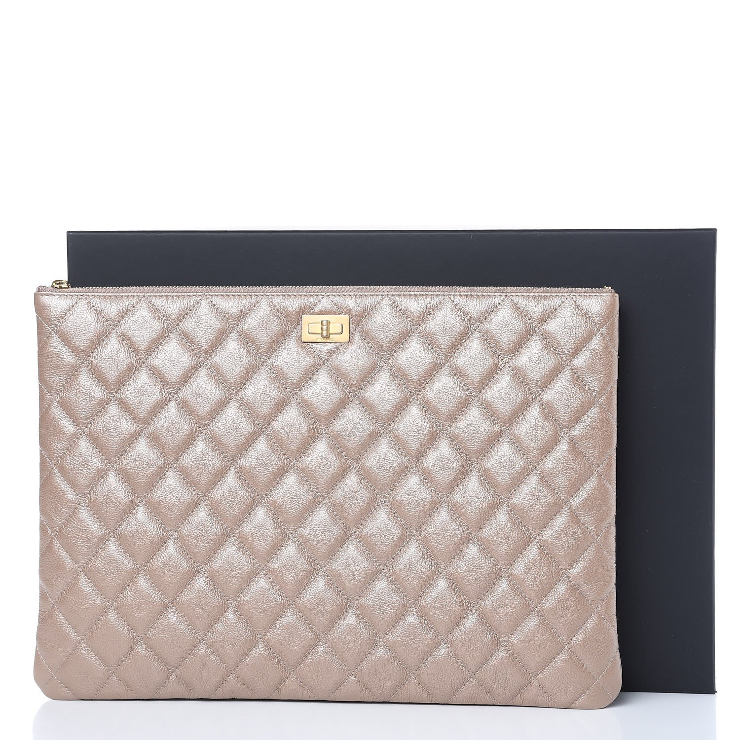 Chanel Metallic Calfskin Quilted Large Reissue Cosmetic Case Gold 8 of 8
