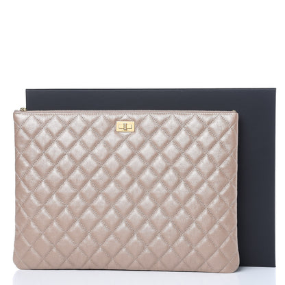 Chanel Metallic Calfskin Quilted Large Reissue Cosmetic Case Gold 8 of 8