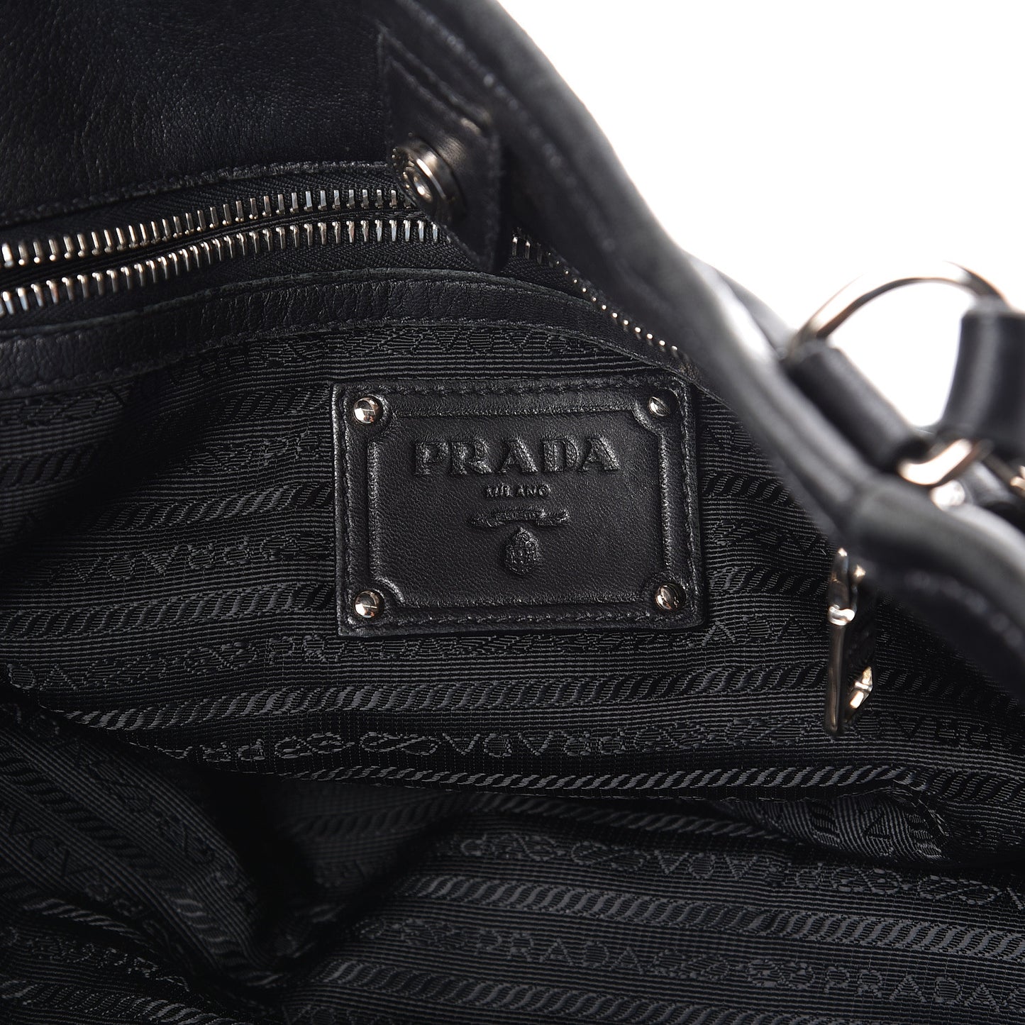 Tessuto Nylon Zip Around Shoulder Bag Black