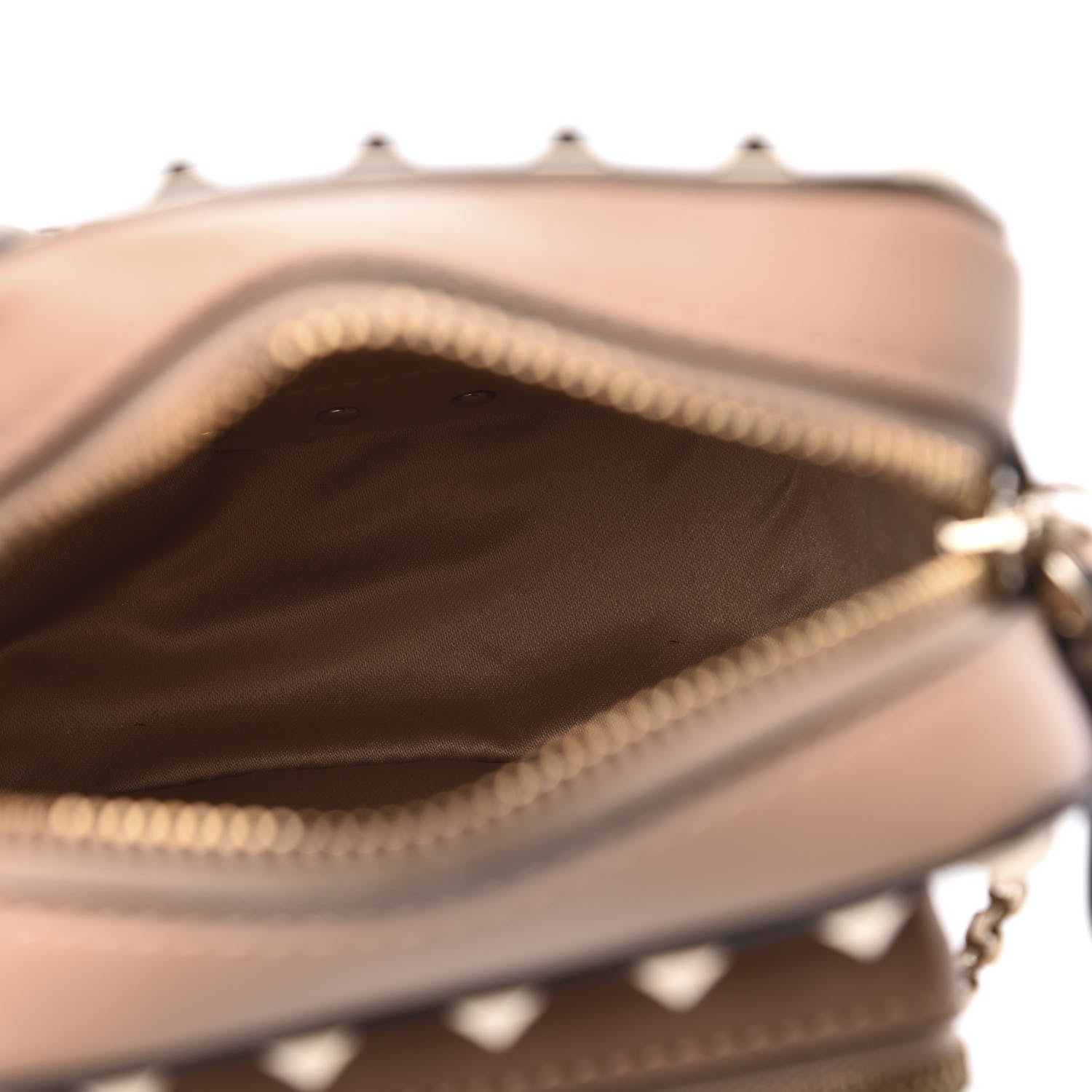 Valentino Garavani Calfskin Rockstud Double Pocket Chain Crossbody Bag Soft Noisette 4 of 8