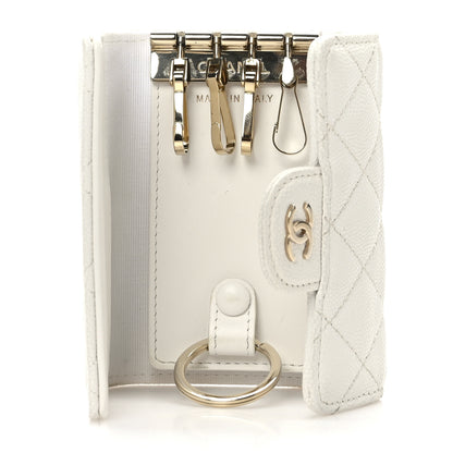Chanel Caviar Quilted Classic 4 Key Holder Wallet White 5 of 8