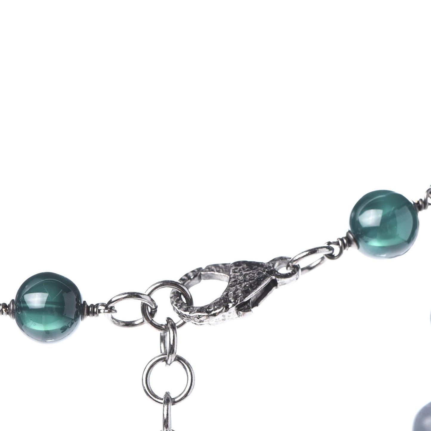 Pearl Resin Beaded CC Heart Long Necklace Ruthenium Multicolor