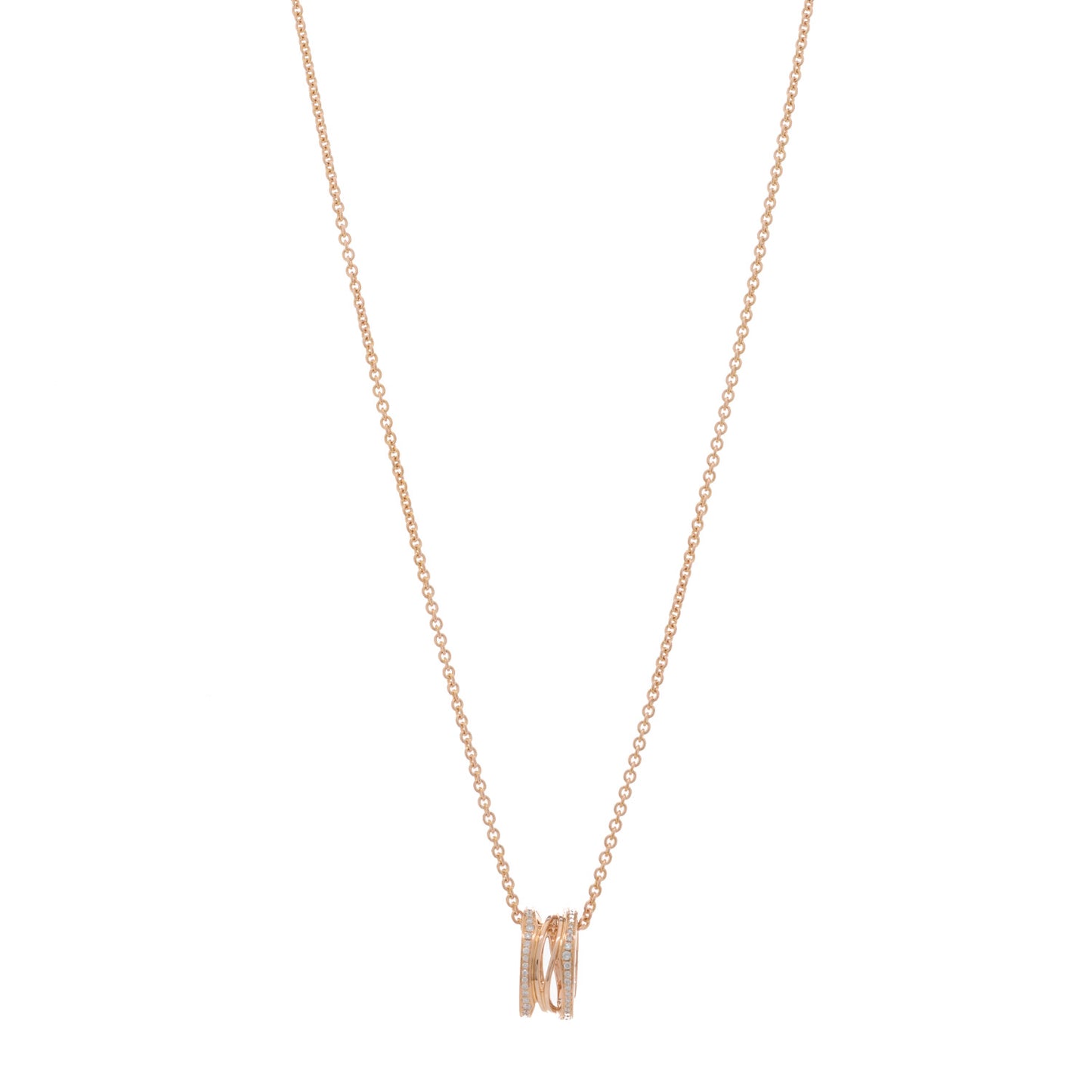 18K Rose Gold Diamond B.Zero1 Open Legends Pendant Necklace