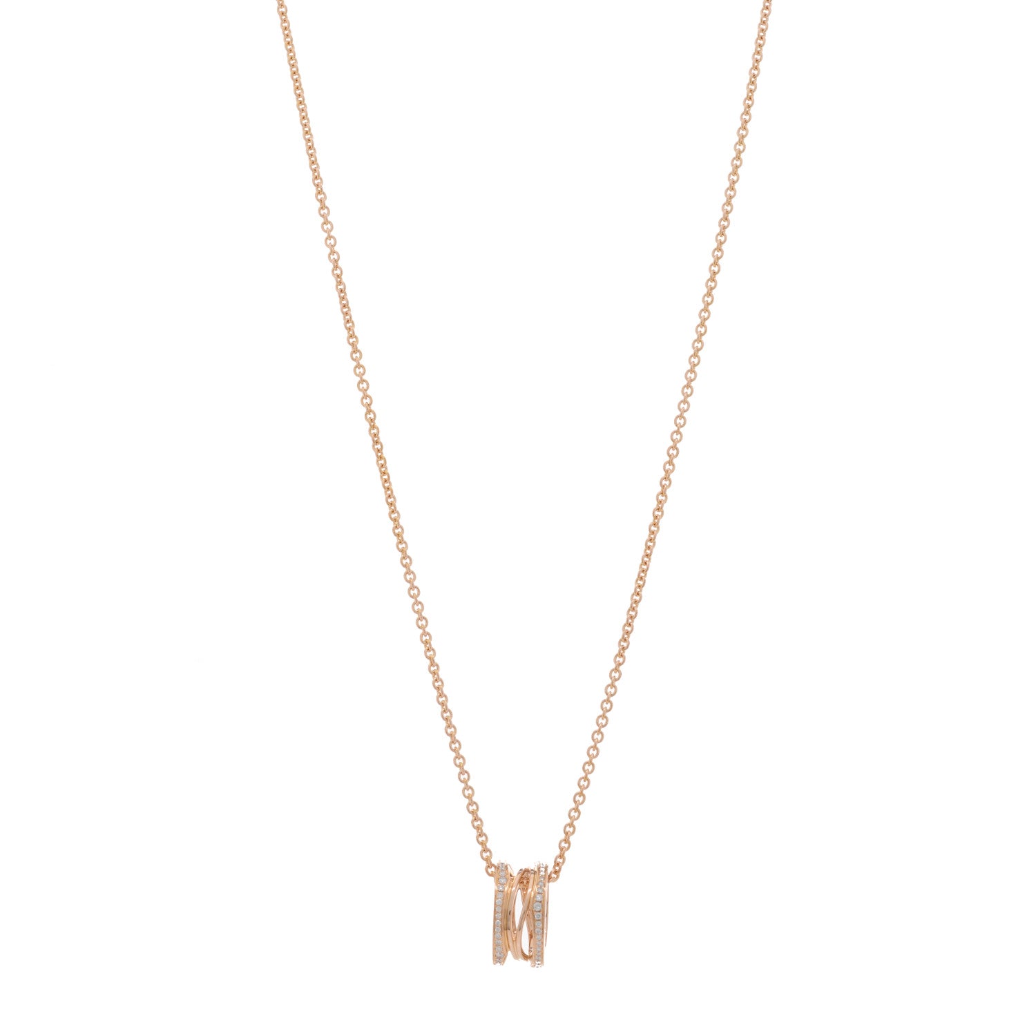 Bulgari 18K Rose Gold Diamond B.Zero1 Open Legends Pendant Necklace 1 of 7