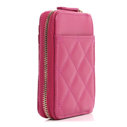 Chanel Caviar Quilted Zip Card Holder Fuchsia 3 of 8