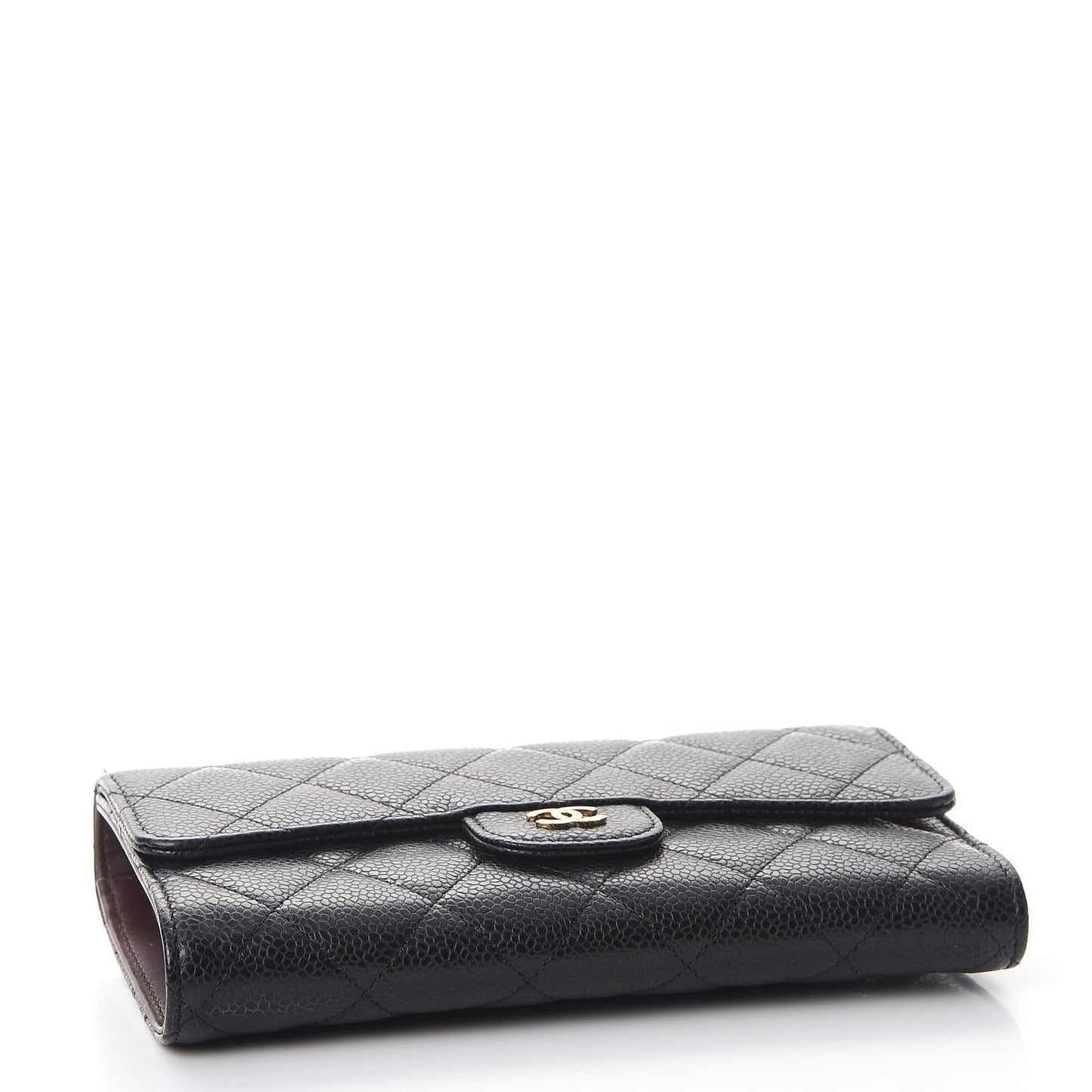 Caviar Quilted Large Flap Wallet Black