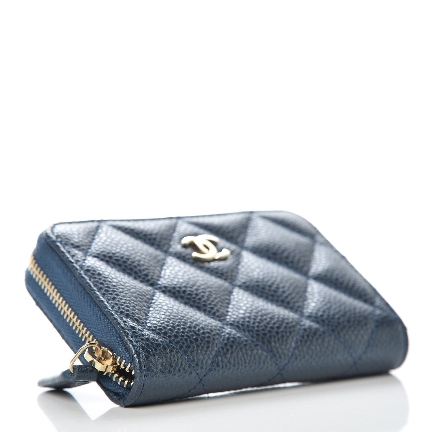 Chanel Iridescent Caviar Quilted Zip Coin Purse Dark Blue 4 of 8