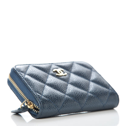 Chanel Iridescent Caviar Quilted Zip Coin Purse Dark Blue 4 of 8