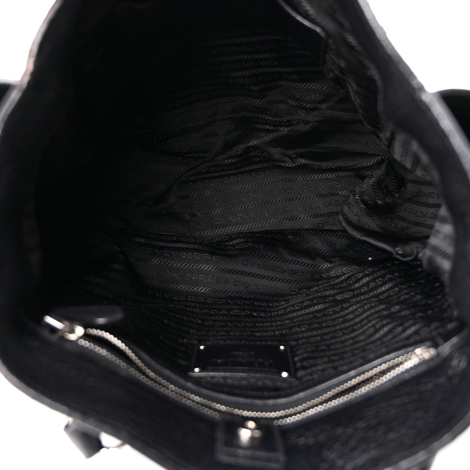 Prada Vitello Daino Side Pocket Tote Black 5 of 10