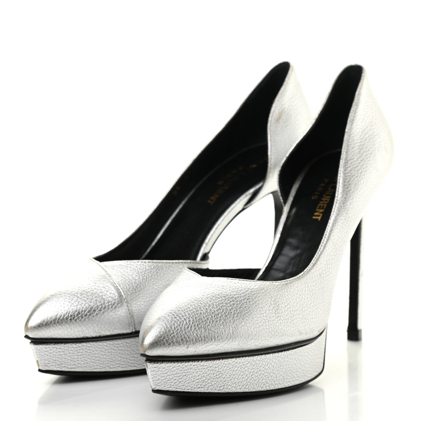 Metallic Grained Calfskin Janis 105 D'Orsay Pumps 36.5 Argento