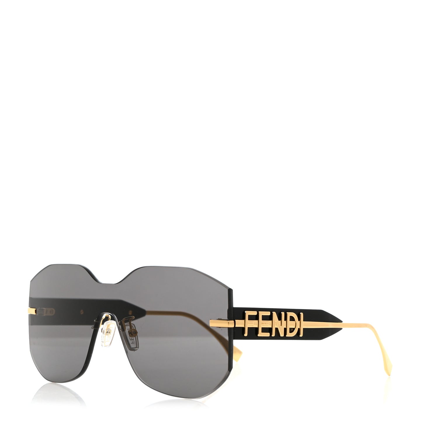 Acetate Metal Fendigraphy Shield Sunglasses FE 40067U Black Gold