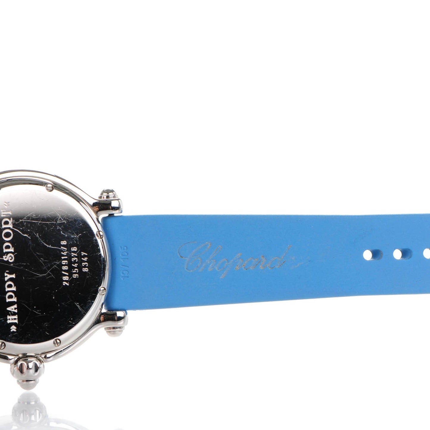 Stainless Steel Rubber Diamond Bezel Ruby Yellow Blue Sapphire 39mm Happy Sport Fish Quartz Watch Blue