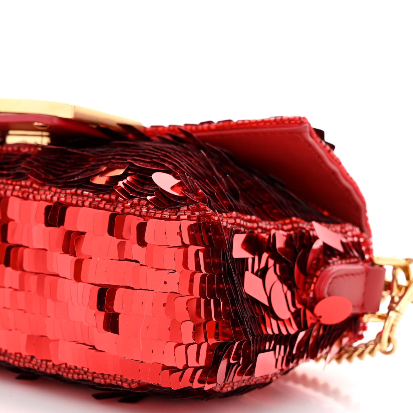 Sequin Paillettes Vitello Grace Sex and the City Mini Baguette Mattone