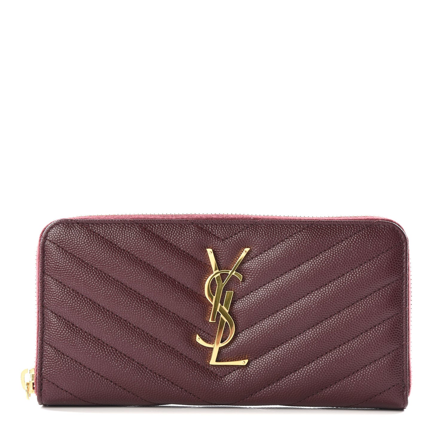 Grain De Poudre Matelasse Chevron Monogram Zip Around Wallet Amaranto