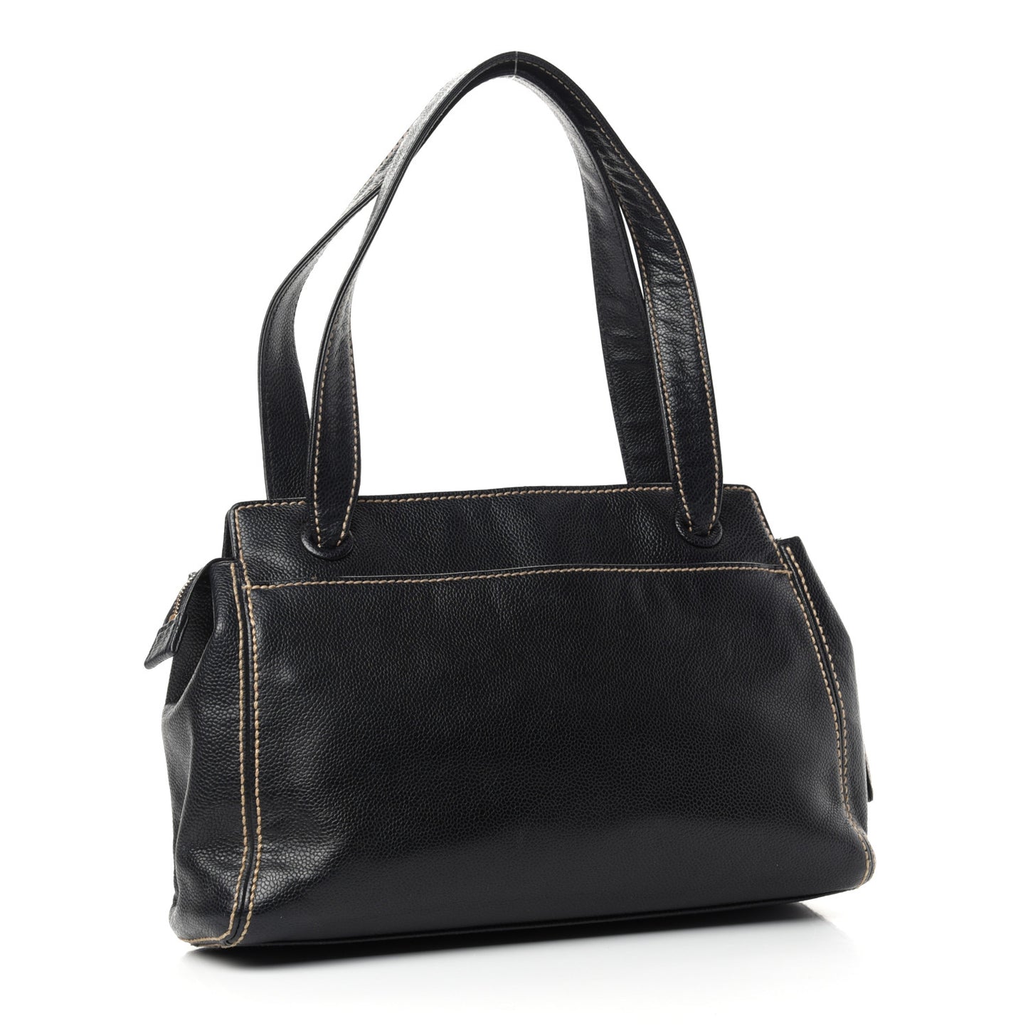 Caviar Stitched CC Shoulder Bag Black