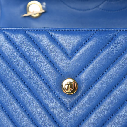 Chanel Lambskin Chevron Quilted Medium Trendy CC Dual Handle Flap Bag Blue 12 of 13