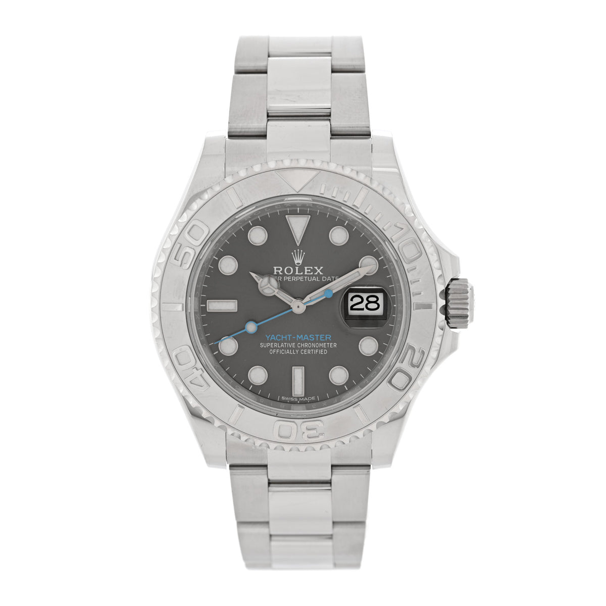 Rolex Stainless Steel Platinum 40mm Oyster Perpetual Date Yacht-Master Watch Slate 116622 1 of 5