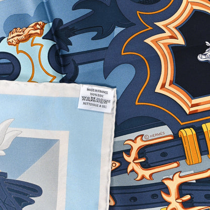 Hermes Silk Brides Et Destin Scarf 90 Blue Jean Mordore Ciel 3 of 3