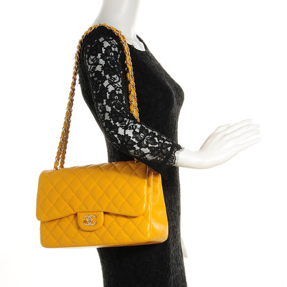 Chanel Lambskin Jumbo Double Flap Yellow 2 of 10